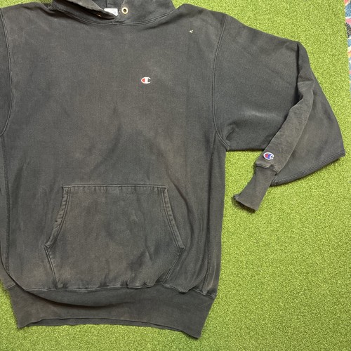 Vintage Champion Reverse Weave Hoodie Men 2XL XXL Black USA Blank 90s Sweatshirt - Picture 3 of 24