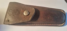 Antique QUEEN CUTLERY Leather Sheath for Folding Knife - w/SNAP - SHEATH ONLY