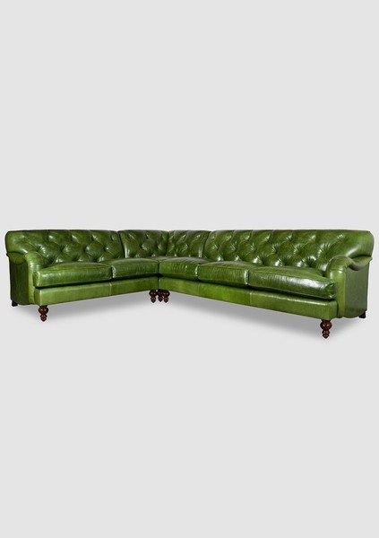 Ecksofa Ledersofa GrüN Polster Eck Couch Garnitur Sitz Design Chesterfield GrüN-image
