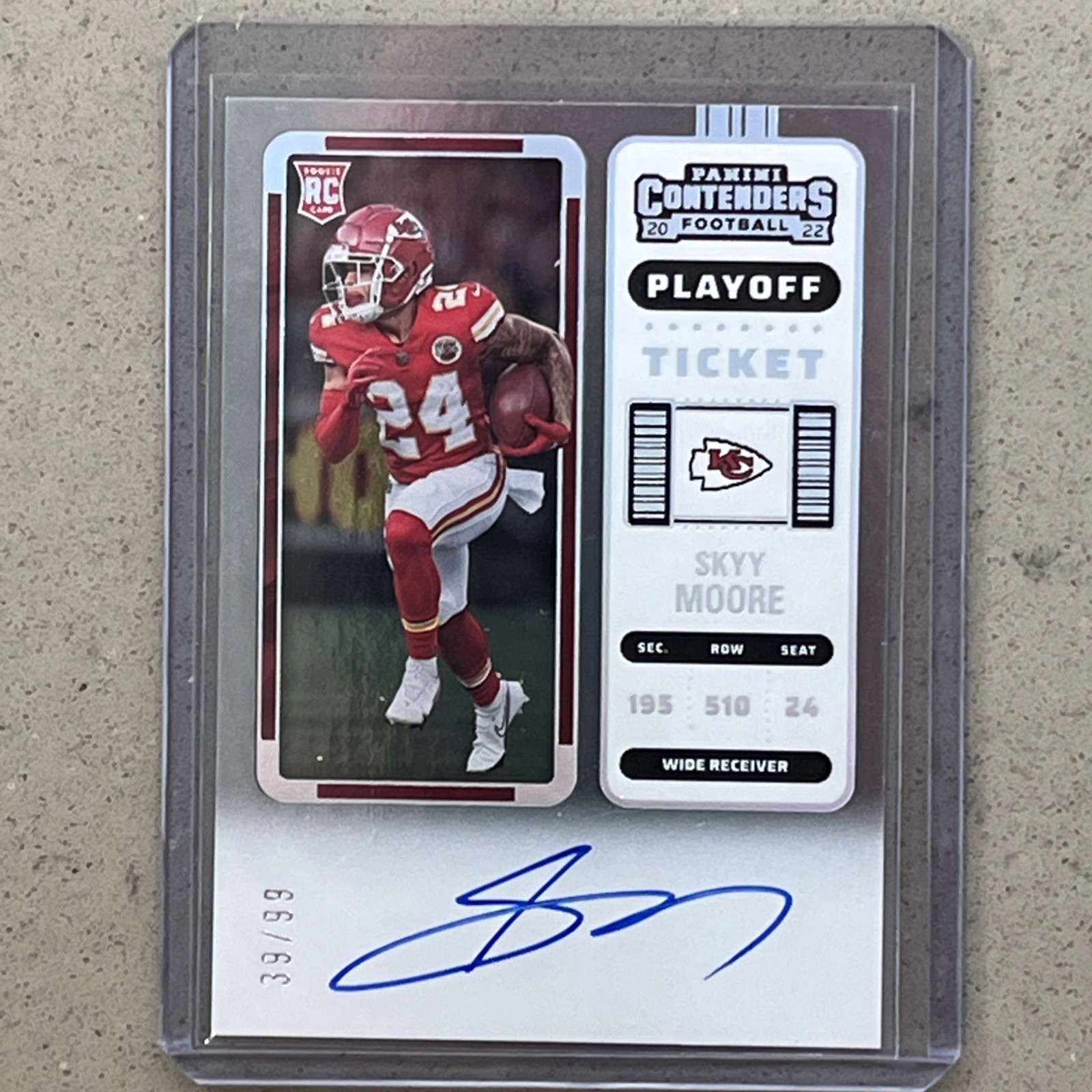 2022 Panini Contenders Skyy Moore Rookie Ticket Auto Playoff /99 Chiefs 49ers