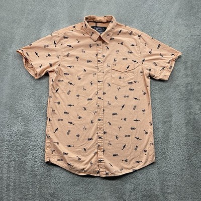 Broken Threads Shirt Men's Large Pink Button Up Tropical Beach Casual Preppy
