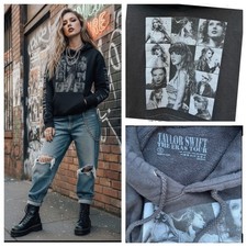 Taylor Swift Eras Tour 2023 Concert Merch Hoodie Black Women Sz S Grunge Swifty