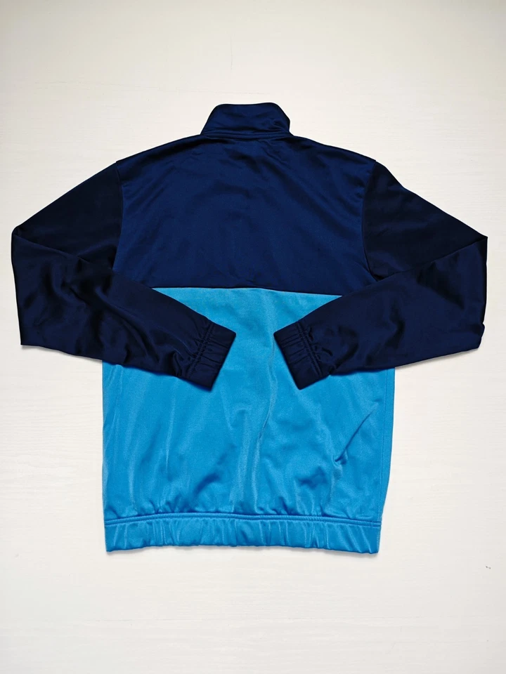 Adidas Vintage Sweat-Shirt Fermeture Éclair Homme Bleu Grand Écrit Poches Veste - Photo 3/4