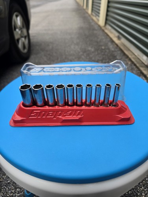 #ad Snap on 10 pc 1 4quot; Drive 6 Point SAE Flank Drive Deep Socket Set 3 16–9 16quot; $180.00