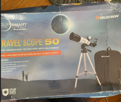 Celestron EclipSmart Solar Safe Travel Telescope 50 with Backpack