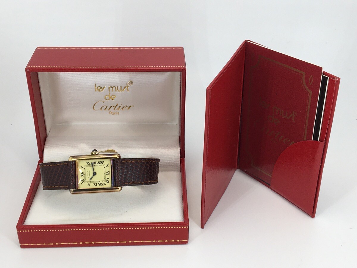 Cartier Paris 925 Argent Plaque Or G 20M Swiss Watch