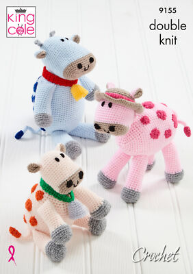 Amigurumi gehäkelt Baby Mama oder Papa Kuh Muster King Cole doppelt gestrickt DK 9155