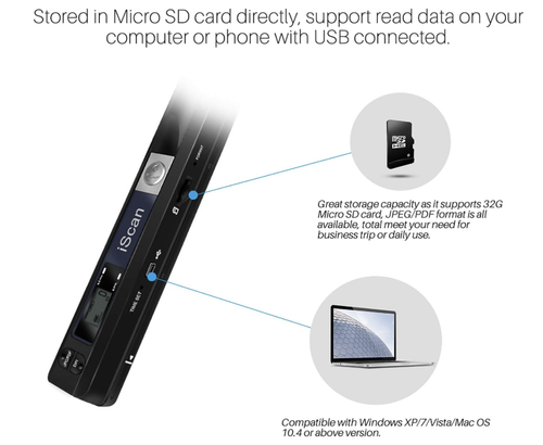iScan Portable Handheld Scanner 900DPI for Photos, Receipts, A4 Docs JPG/PDF - 第 3/8 張圖片