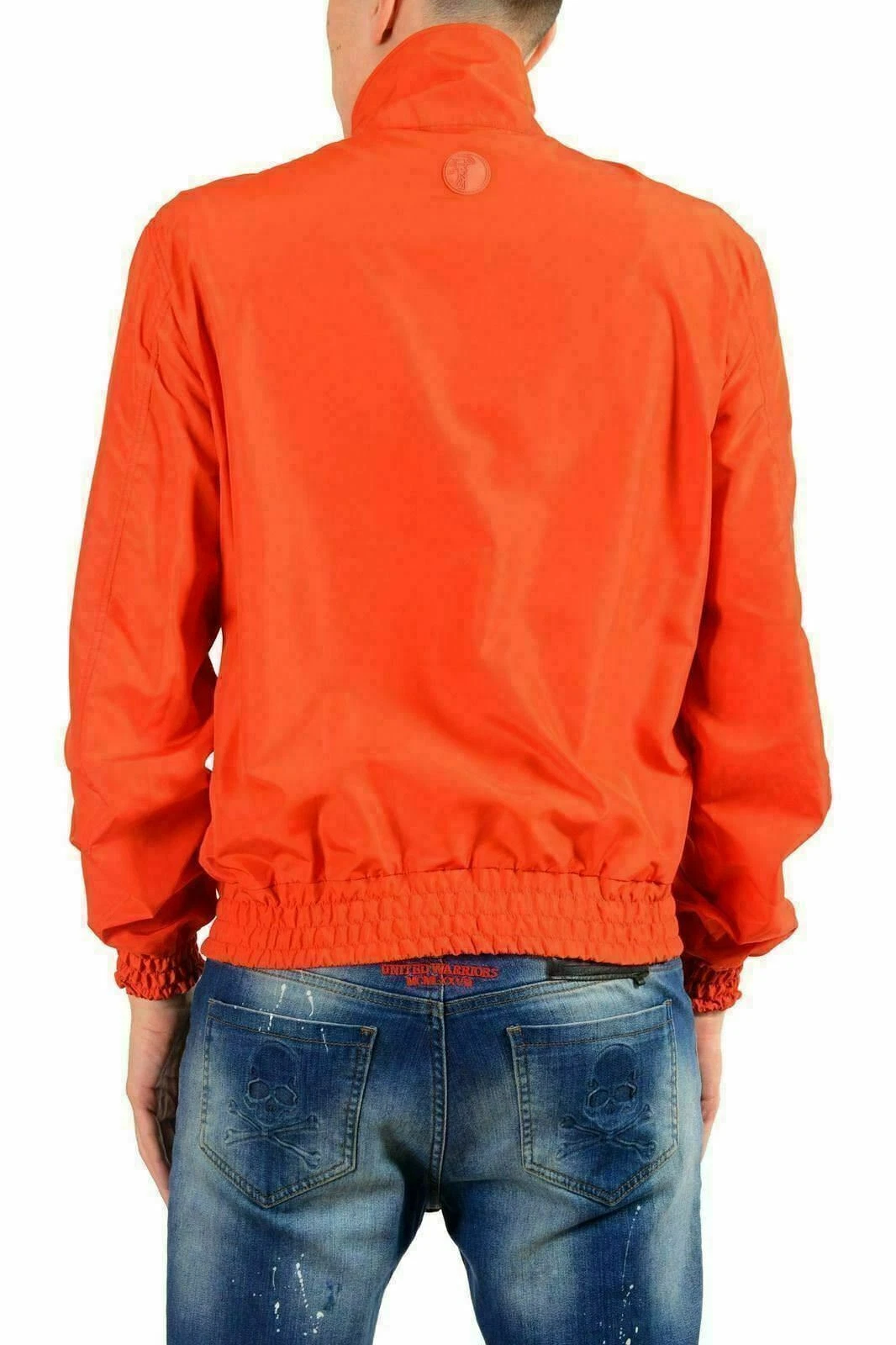 Versace Collection Men's Orange Full Zip Windbreaker Jacket US S IT 48 image 3