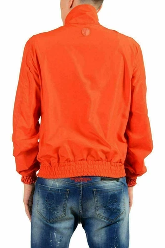 Versace Collection Men's Orange Full Zip Windbreaker Jacket US S IT 48 image 3