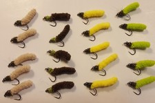 Fly Fishing Flies 20 Beaded Dust Mop Fly Caddis Collection size 10 Barbless Jig