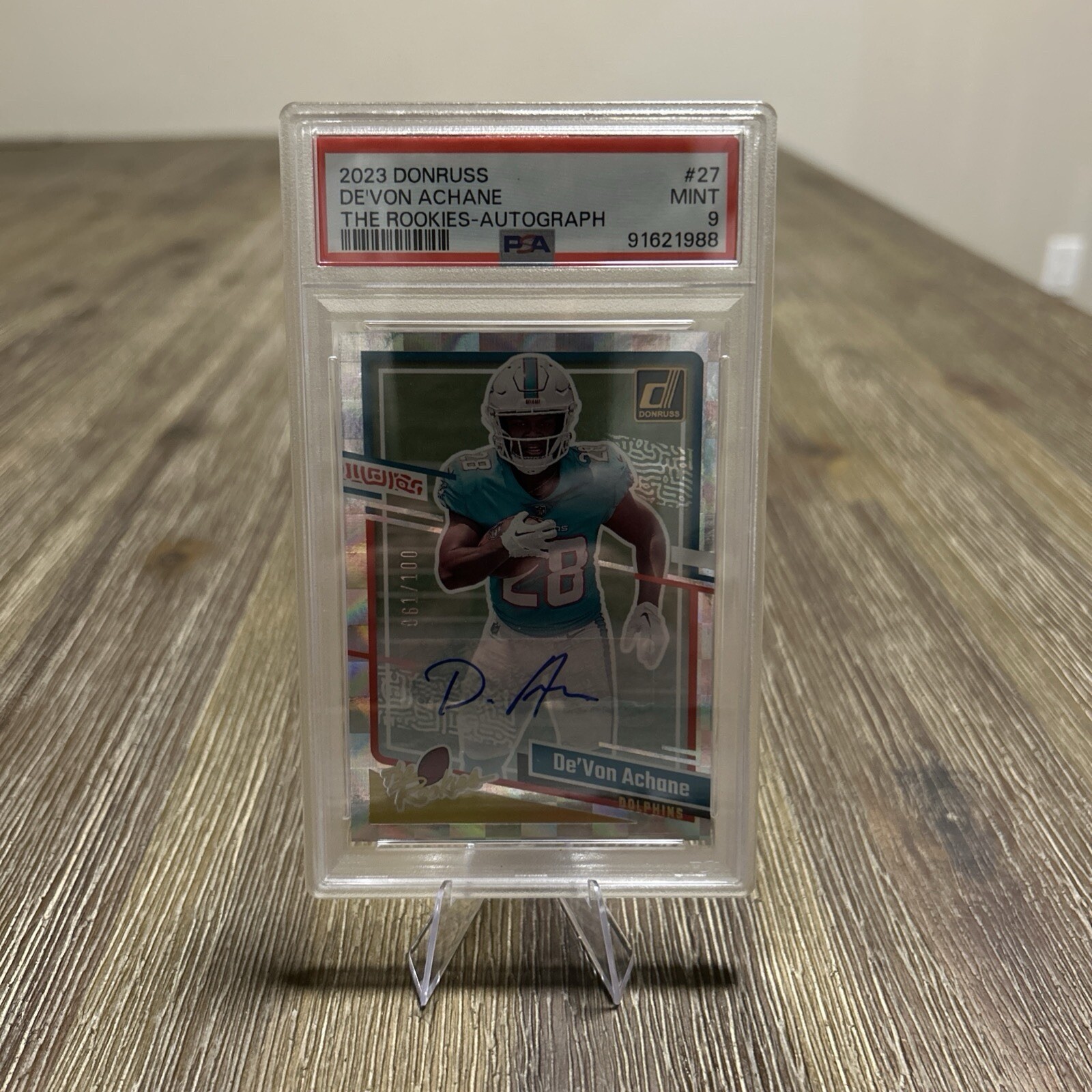 2023 PANINI DONRUSS THE ROOKIES DEVON ACHANE ROOKIE AUTO /100 PSA 9!🔥🔥🔥