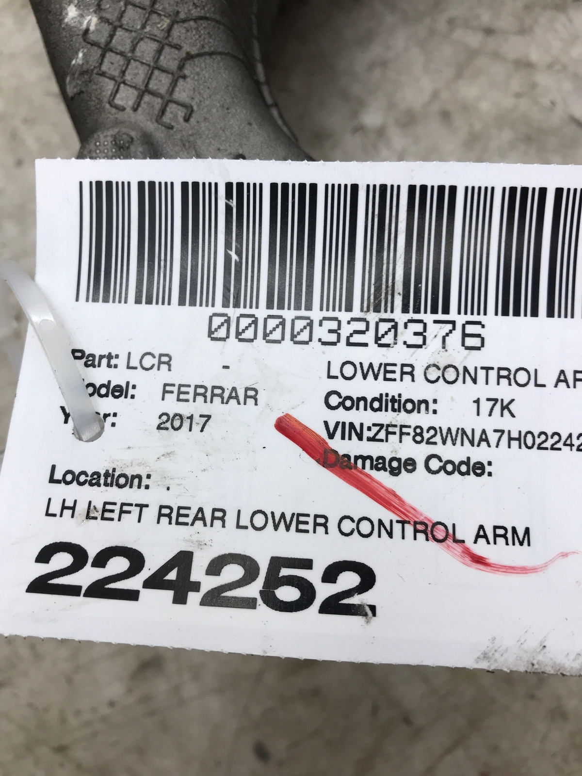 2017-2020 FERRARI GTC4LUSSO LEFT REAR LOWER CONTROL ARM 329244 314776 OEM