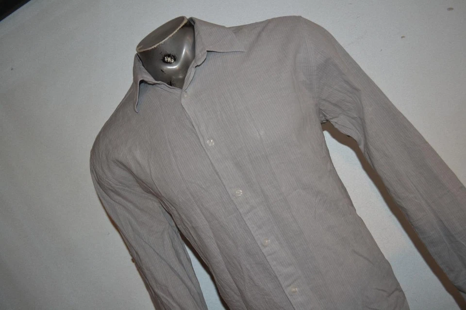 35949 Camisa Hawaiana Cubavera Gris Rayas Lino Mezcla Algodón Talla Grande Para Hombre Foto 3 de 4