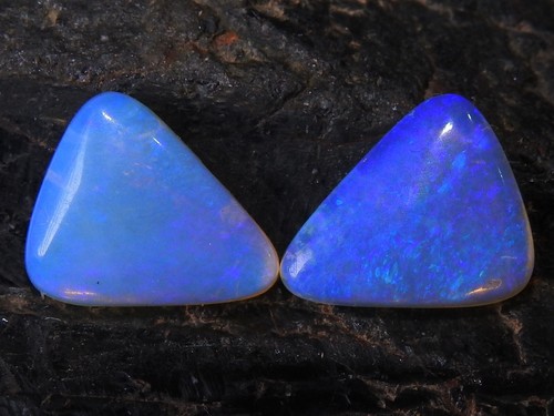 Australian Opal Multi Fire Smooth Fancy Shape Matched Pair 12X10XMM Handmade - Picture 9 of 14