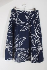 RSVP Talbots 8 Blue Metallic Floral Knee Length Pleated A-Line Skirt