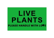3x5 Green LIVE PLANTS Shipping Labels – 300 Stickers for Handling Packaging