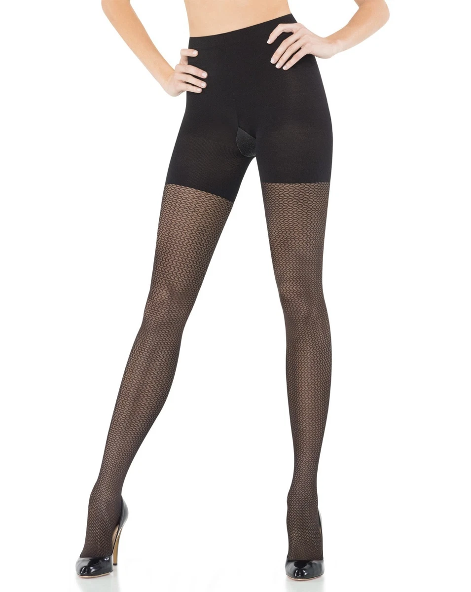 SPANX Black Patterned Pucker-Up Tight-End Bodyshaping Tights - MSRP $32