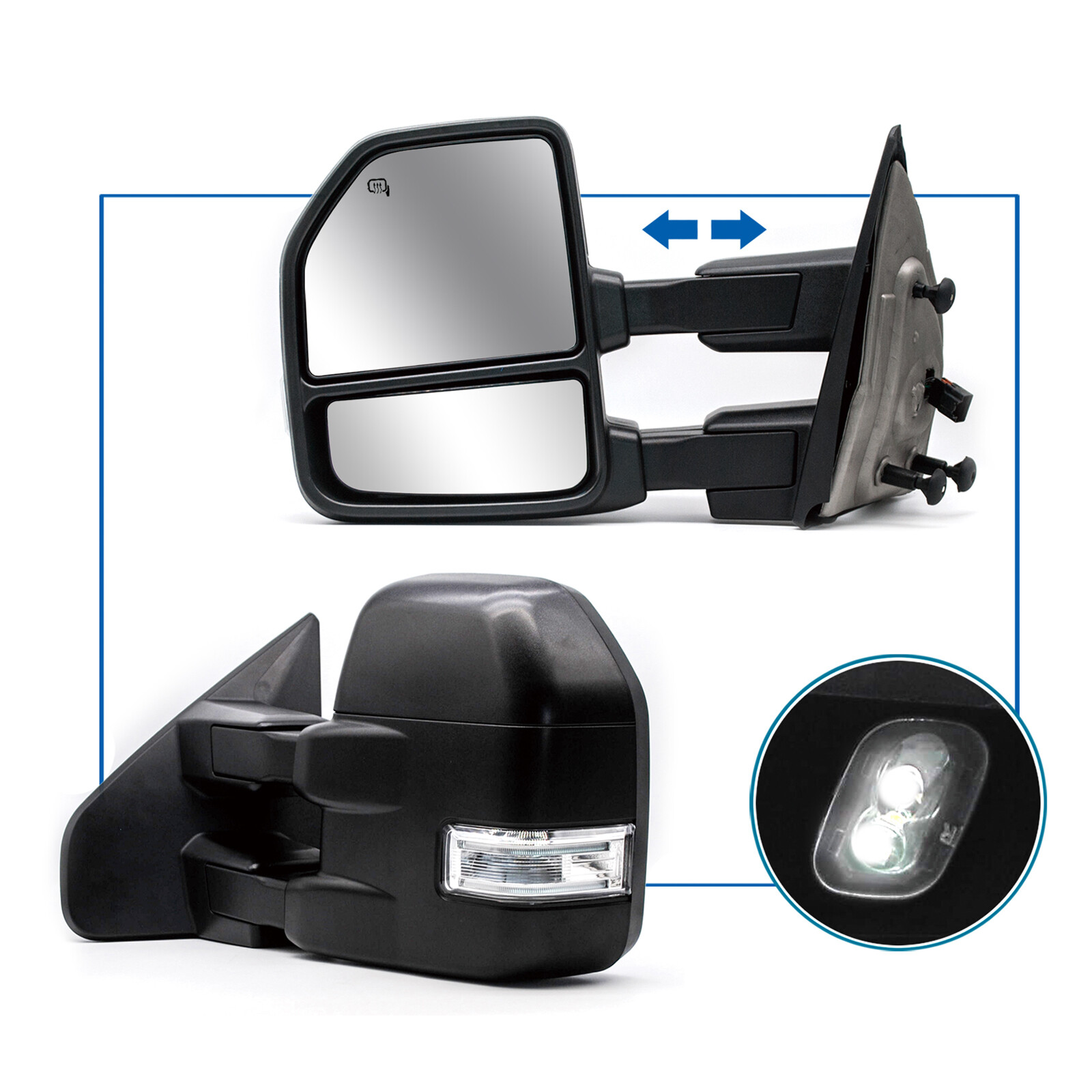 Pair Towing Mirrors fit 04-14 Ford F150 Power Heated LED Signal Puddle Light