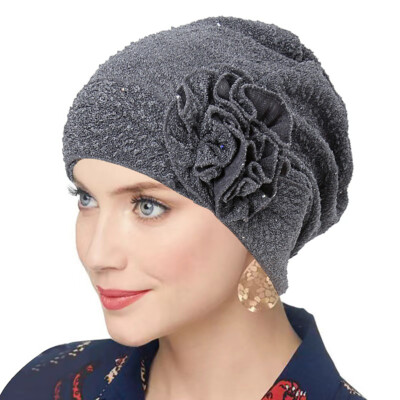 Flower Hijab Hats Women Cancer Chemo Caps Islamic Pleated Bonnet