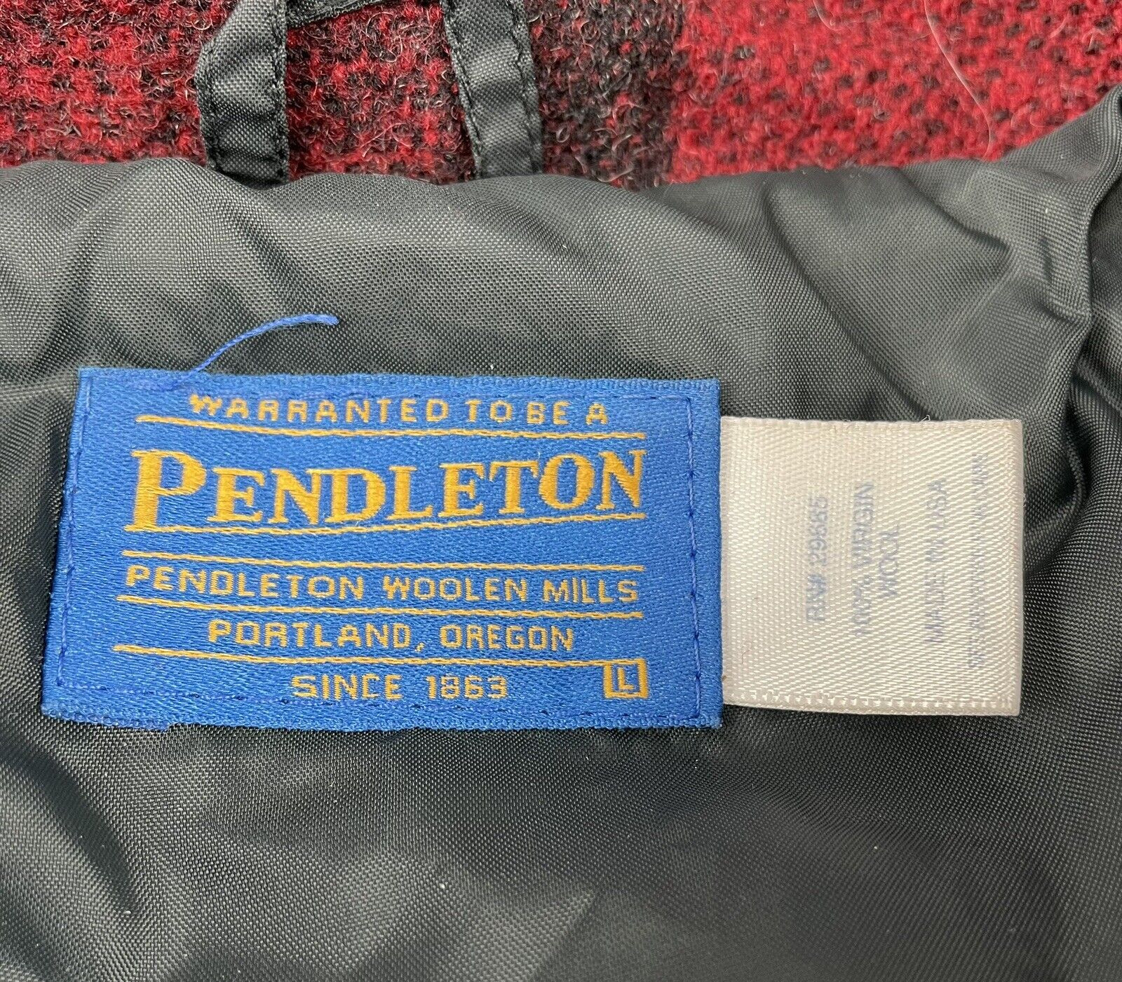 PENDLETON Jacket Full Zip 100% Virgin Wool Red & … - image 7