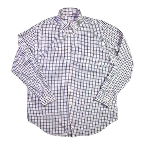 Brooks Brothers Men's M Madison Pink Plaid Button-Down Shirt Pocket