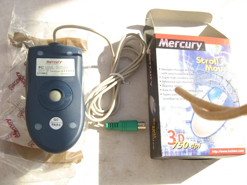 MERCURY PS/2 MECHANICAL BALL NON-OPTICAL 3D 750DPI MOUSE. BOXED AND UNUSED. - Image 3 of 4