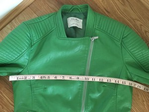 zara green leather jacket