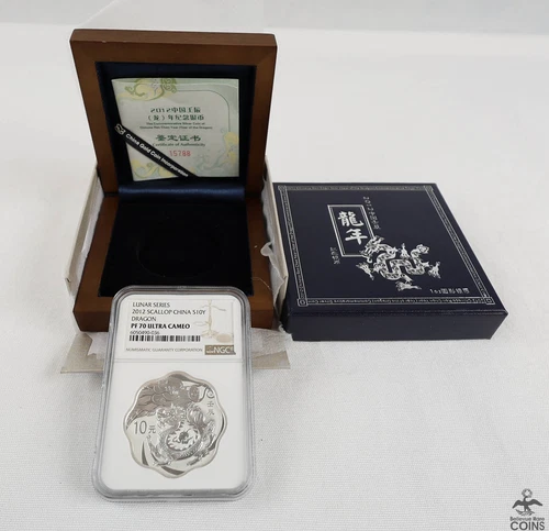 2012 China Lunar Dragon .999 Silver 1oz Coin NGC PF70 Ultra Cameo + Box & COA