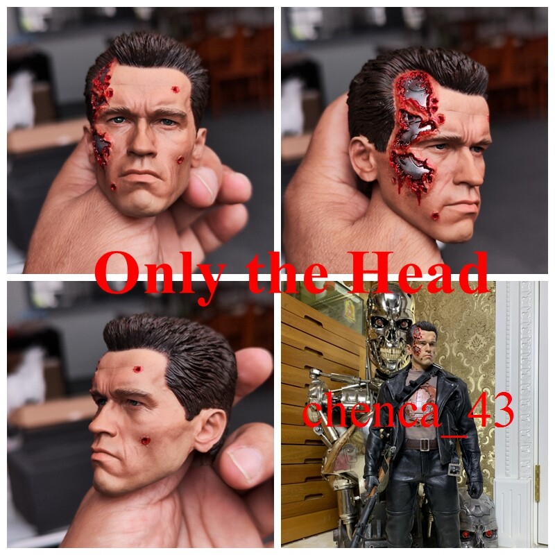 Terminator T800 Arnold Battle Damage Ver. Head Sculpt for 1/4