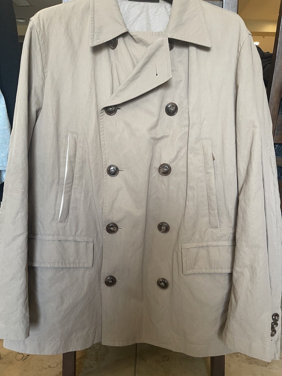 Giorgio Armani Men's Trench Coat, Sz 56 Italy, Beige