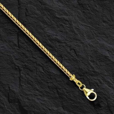 14k Yellow Gold 24'' Solid D/C Franco Curb Box Link 3 mm 32 grams Chain Necklace
