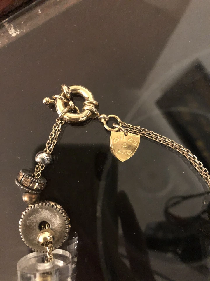 Colar de cristal médio vintage Giles & Brother Bro Lucite e ouro metal misto - Imagem 4 de 4