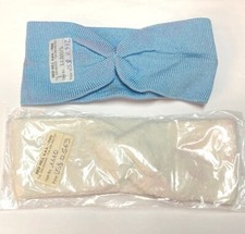 Red Hill Girl Fabric Fuzzy Soft White Blue Cosmetic Wrap Headband Made in Italy