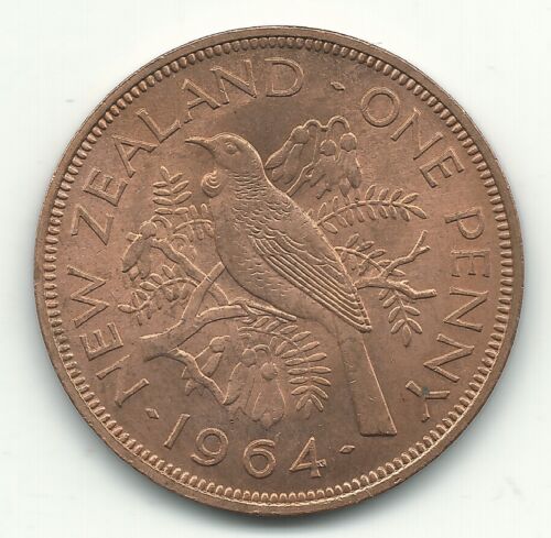 A VERY NICE HIGH GRADE AU+ 1964 NEW ZEALAND ONE PENNY-JUN198