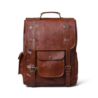 17'' Laptop Rucksack Tasche Herren Schulter Vintage Original Leder Backpack Neu