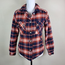 Kavu Womens Jacket S Harvest Orange Blue Insulated Button Front Shacket