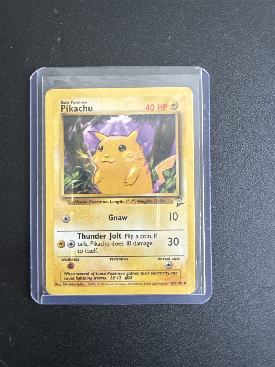 Pikachu Gnaw Pokemon Card 87/130 40 HP Type 2 Base Ck Mark Super