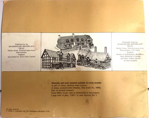 Vintage Cutout Model of Shakespeare’s Globe Theatre, Booklet, f/g, unassembled - Picture 2 of 3