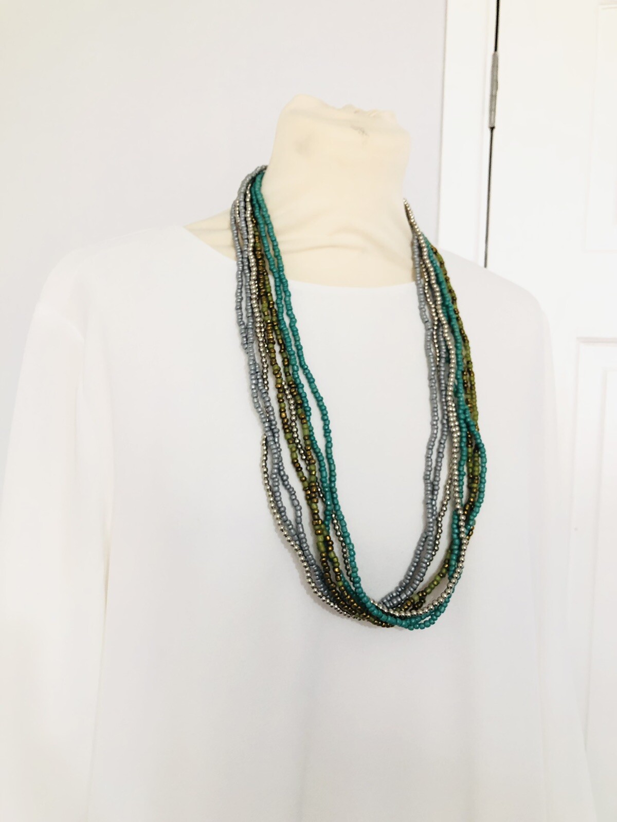 Statement green Chunky Necklace multi colour mult… - image 9