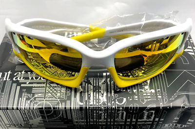 OAKLEY SPLIT JACKET SUNGLASSES White Frames Yellow Icons Fire