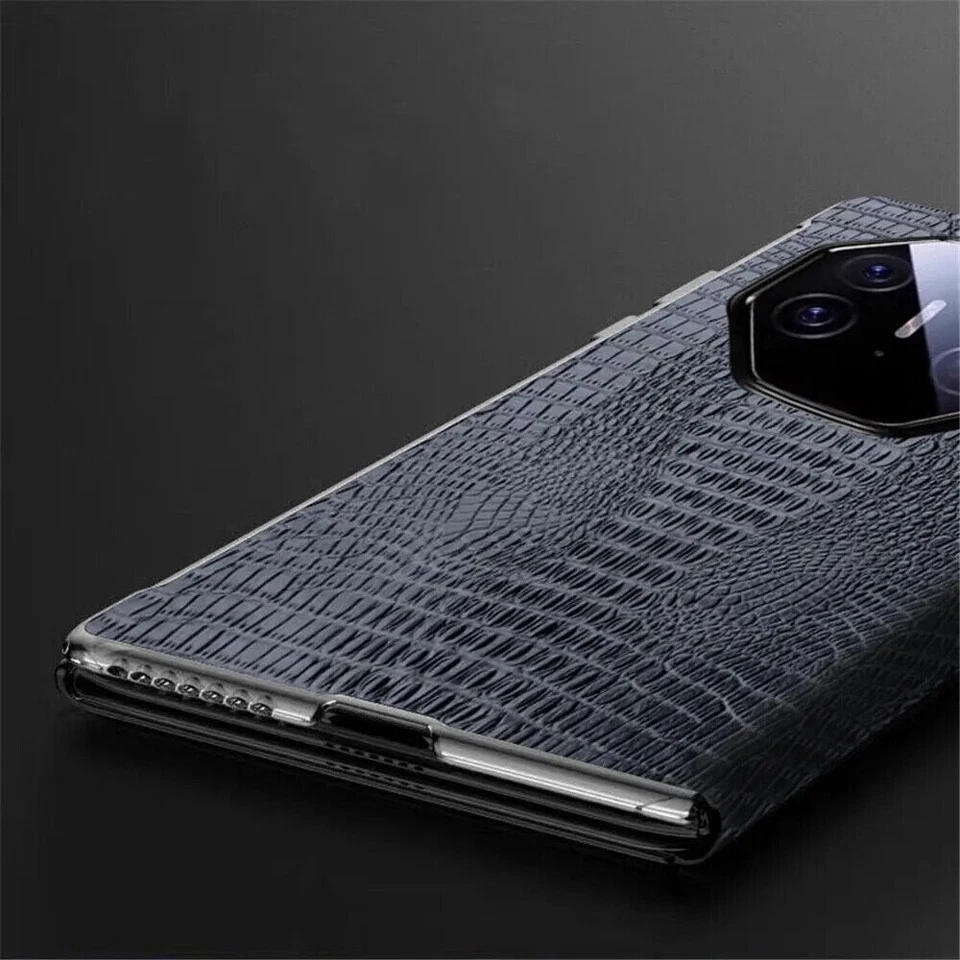 Genuine Leather Flip Case For Huawei Mate XT Crocodile Window View Smart Cover - Image 4 of 4