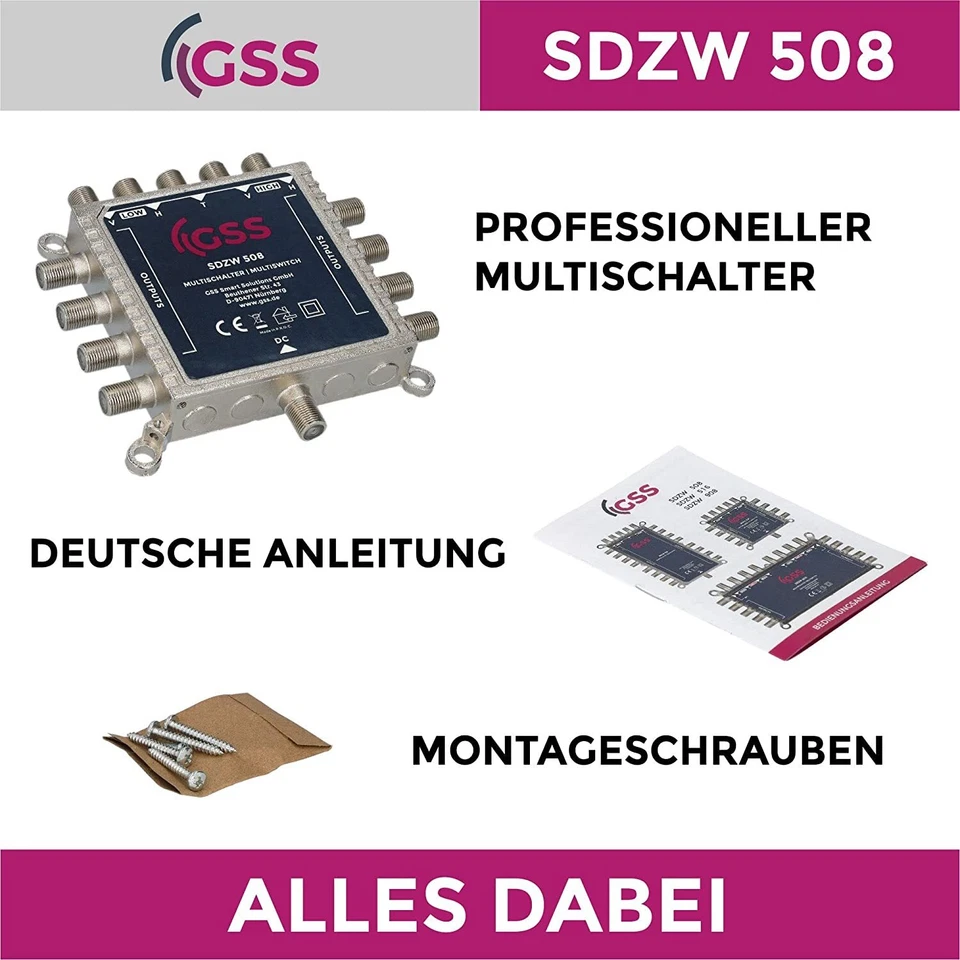 GSS 5/8 Multischalter Multiswitch HDTV Full HD 4K - 8 Teilnehmer SAT Verteiler - Bild 2 von 4