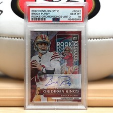 2022 Donruss Optic Brock Purdy Gridiron Kings Auto Rookie /99 PSA 10 RC 49ers