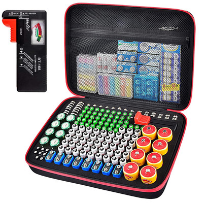 Battery Organizer Storage Holder Case Box with Tester Checker BT-168. Holds 225 