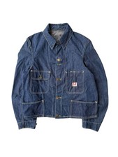 1950s Fly’s Denim Chore Jacket Cropped Size Medium 20.5x24 Dark Wash USA Made