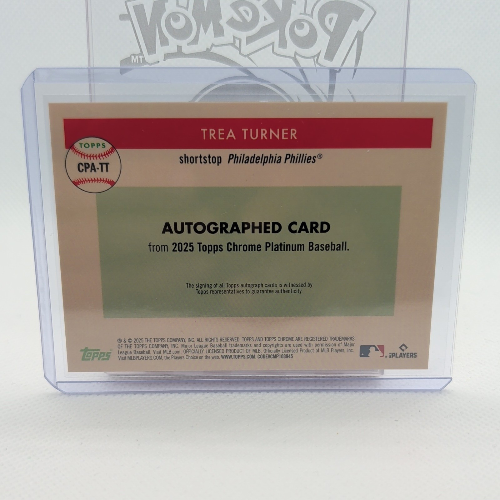 2025 Topps Chrome Platinum Trea Turner Autograph AUTO Gold Refractor 41/50 view 2