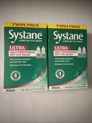 New Lot Of 2 Twin Pack Boxes Systane Ultra Dry Eye Drops 4 x 10ml Exp 2027+
