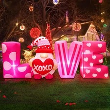 6.3FT Valentines Day Love Heart Rose Present Gnome Outdoor Lawn Yard Art Decor