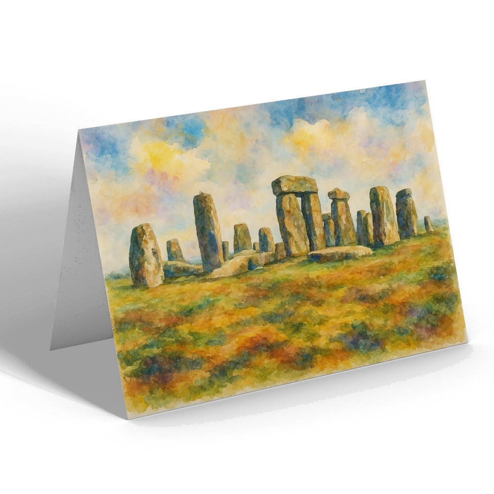 GREETING CARD - Stonehenge from South - Vintage Art Style | eBay UK